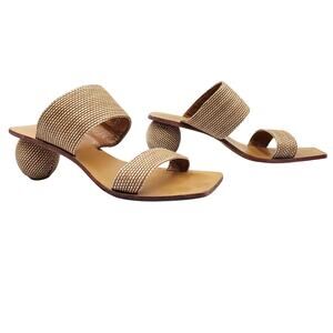 Torgeis Yara Woven Orb Kitten Heel Square Open-Toe Slip-On Sandals Women's 6.5